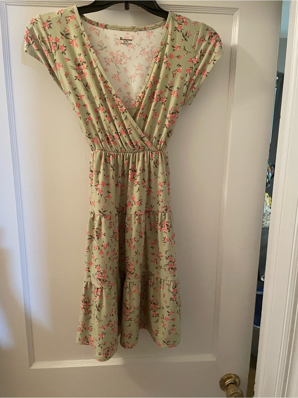 No Boundaries Floral Wrap Midi Dress - Sage Green with Pink Floral